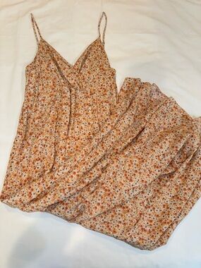 Floral Spaghetti-Strap Maxi Dress in Rust Floral